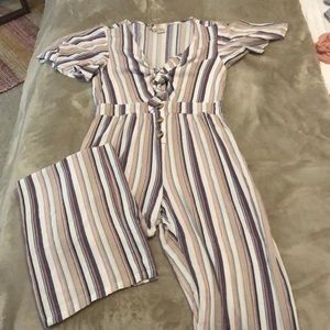5 for $25 - Striped jumpsuit with pockets